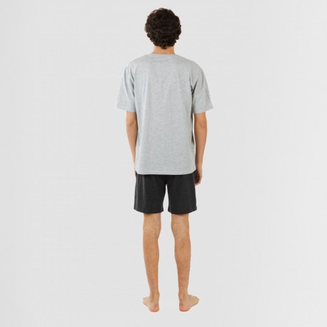 Pijama curto homem com botões cinza perla - cinza marengo