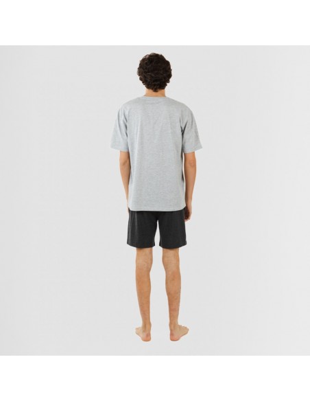 Pijama curto homem com botões cinza perla - cinza marengo
