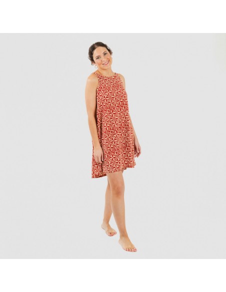 Vestido curto de alças em crepe Corinto cor telha Vestido curto de alças em crepe Corinto cor telha