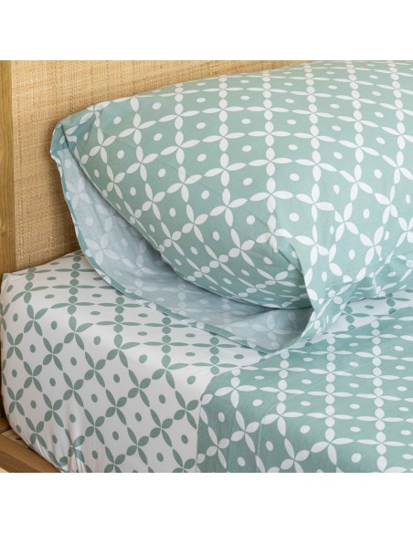 Jogo de lençóis algodão Sinaloa reversível verde tiffany