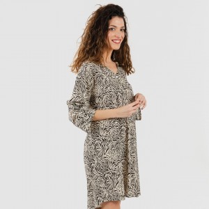 Túnica viscosa Sole bege - preto 2