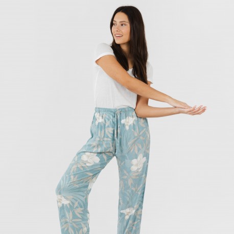 Calças viscosa Denia azul