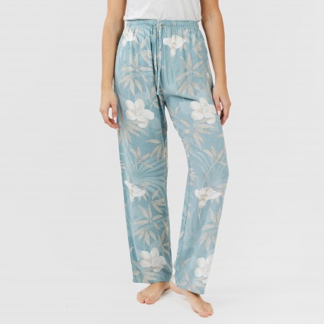 Calças viscosa Denia azul