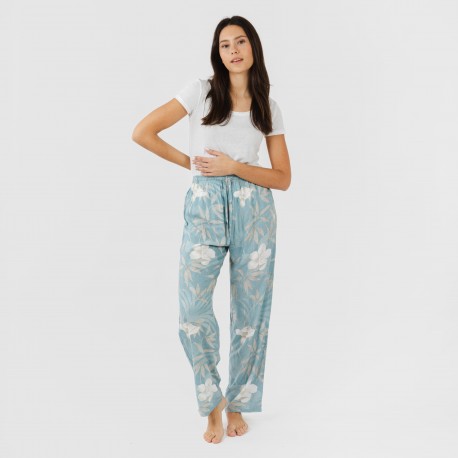 Calças viscosa Denia azul