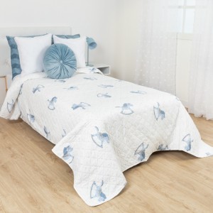 Colcha bouti Caballitos azul celeste