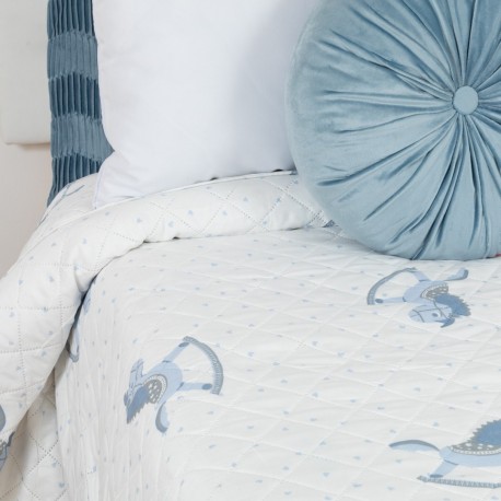 Colcha bouti Caballitos azul celeste