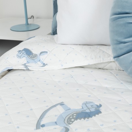 Colcha bouti Caballitos azul celeste