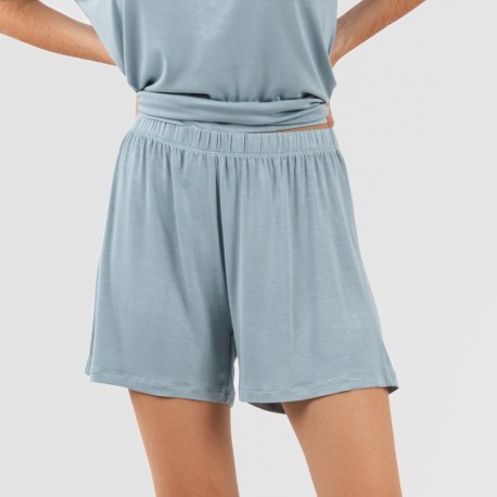 Pijama curto manga fluída viscosa mulher lisos