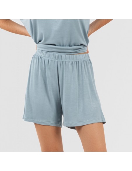 Pijama curto manga fluída viscosa mulher lisos Pijama curto manga fluída viscosa mulher lisos