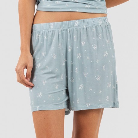 Pijama curto manga fluída viscosa mulher Adriane verde água