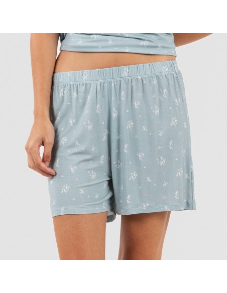 Pijama curto manga fluída viscosa mulher Adriane verde água