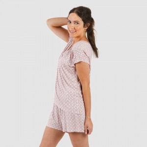Pijama curto manga fluída viscosa mulher Ellene rosa palo 2