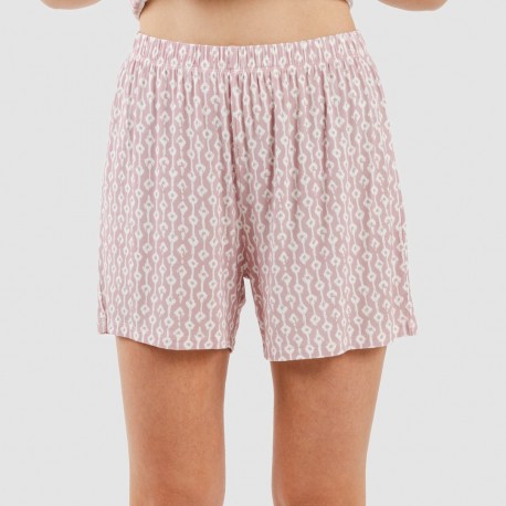 Pijama curto manga fluída viscosa mulher Ellene rosa palo