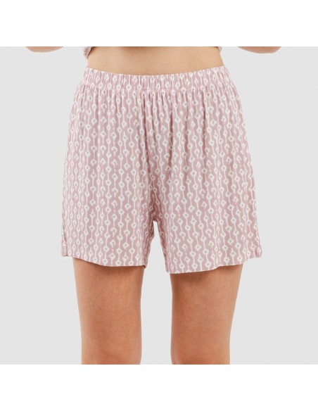 Pijama curto manga fluída viscosa mulher Ellene rosa palo