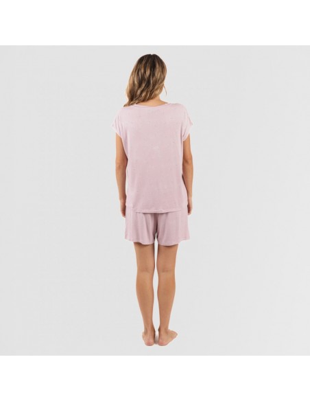 Pijama curto manga fluída viscosa mulher Melanie malva