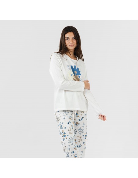Pijama algodão Arauz azul indigo pijamas-compridos-de-mulher