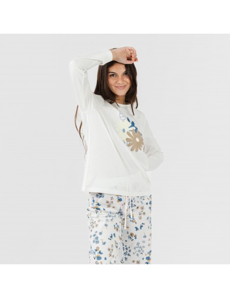 Pijama algodão Arauz azul indigo pijamas-compridos-de-mulher