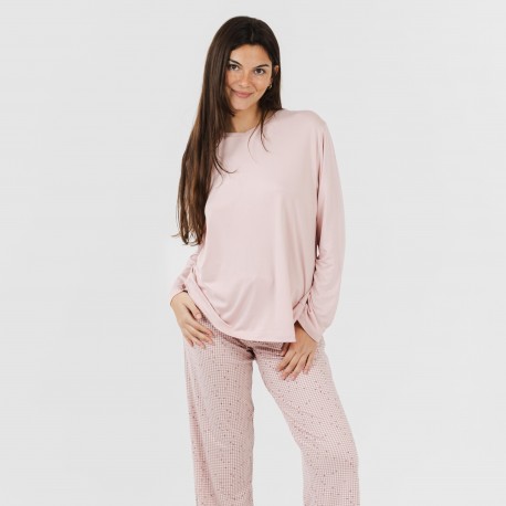 Pijama mulher soft Maya rosa palo pijamas-compridos-de-mulher