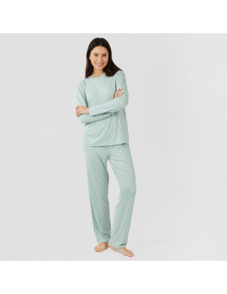 Pijama mulher soft Natalie verde tiffany pijamas-compridos-de-mulher