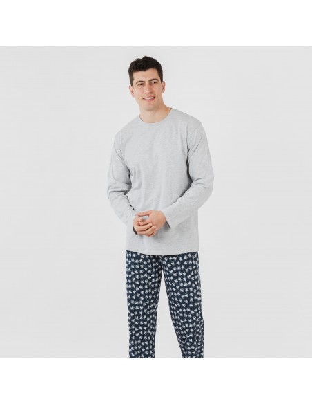 Pijama algodão homem Octopus cinza pijamas-compridos-homem