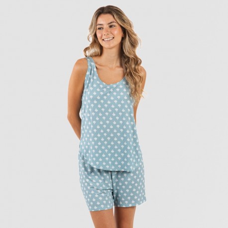 Pijama alças mulher viscosa Summer azul indigo