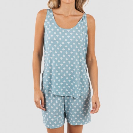 Pijama alças mulher viscosa Summer azul indigo