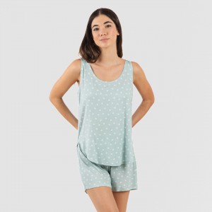 Pijama alças mulher viscosa Natalie verde tiffany 2