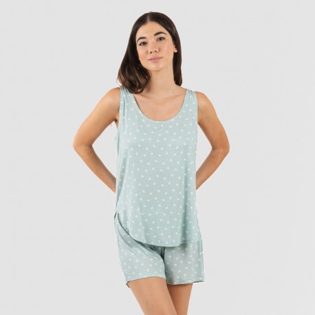 Pijama alças mulher viscosa Natalie verde tiffany