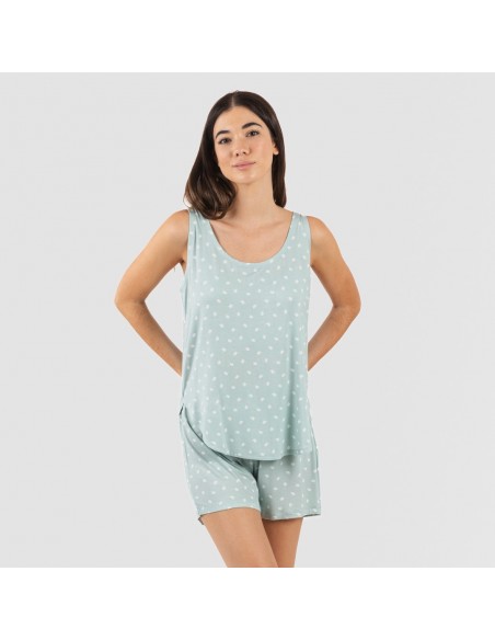 Pijama alças mulher viscosa Natalie verde tiffany