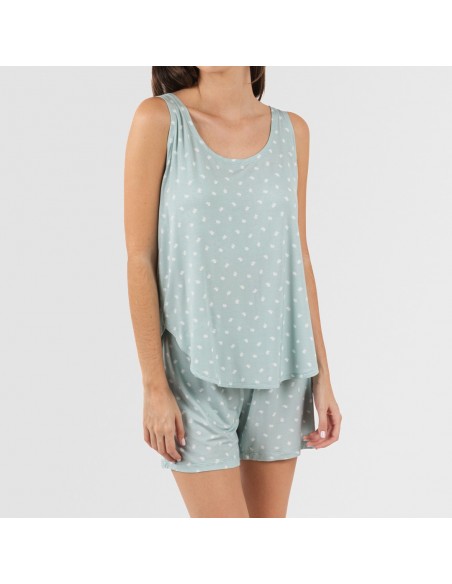 Pijama alças mulher viscosa Natalie verde tiffany