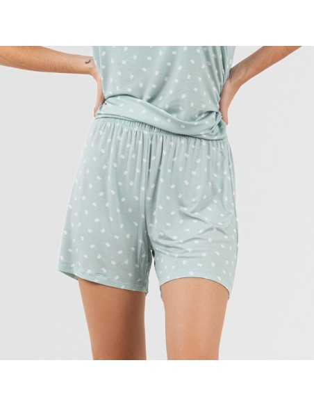 Pijama alças mulher viscosa Natalie verde tiffany