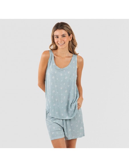 Pijama alças mulher viscosa Adriane verde água Pijama alças mulher viscosa Adriane verde água