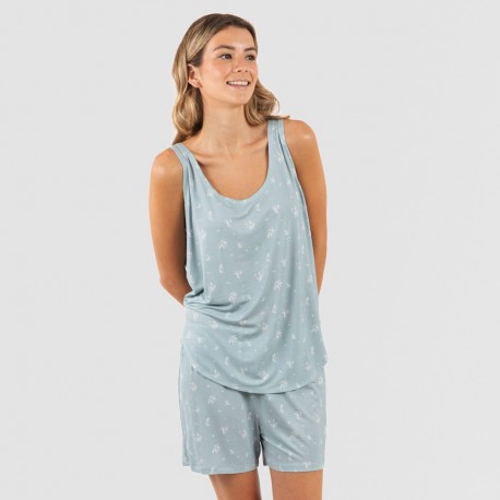 Pijama alças mulher viscosa Adriane verde água