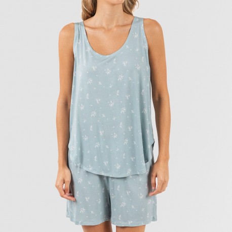 Pijama alças mulher viscosa Adriane verde água