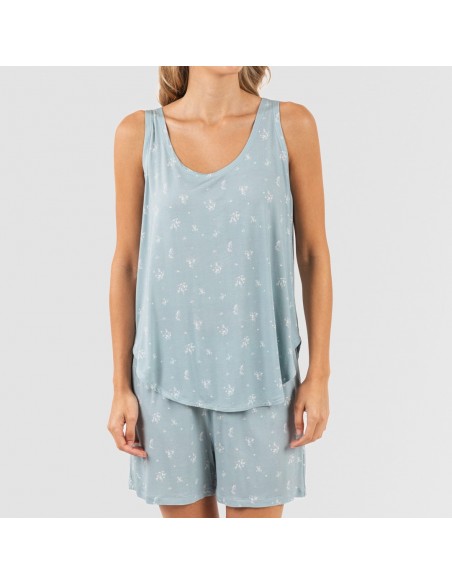 Pijama alças mulher viscosa Adriane verde água Pijama alças mulher viscosa Adriane verde água