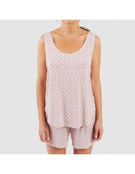 Pijama alças mulher viscosa Ellene rosa palo pijamas-curtos-mulher
