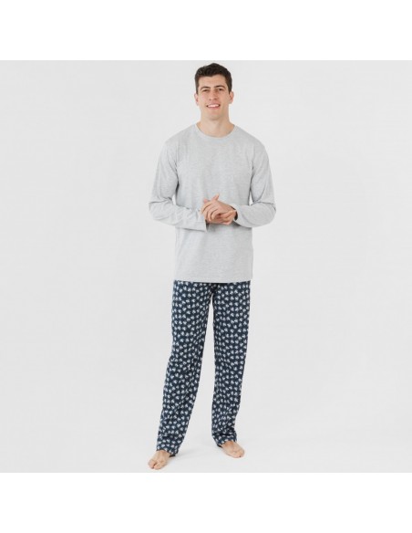Pijama algodão homem Octopus cinza pijamas-compridos-homem