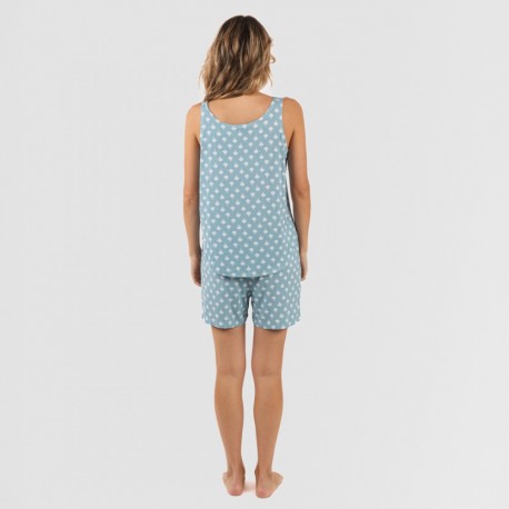 Pijama alças mulher viscosa Summer azul indigo