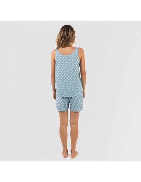 Pijama alças mulher viscosa Summer azul indigo Pijama alças mulher viscosa Summer azul indigo