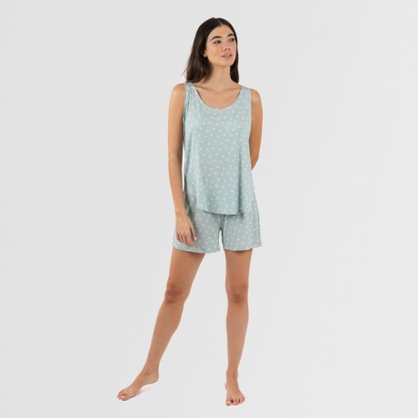 Pijama alças mulher viscosa Natalie verde tiffany