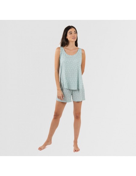 Pijama alças mulher viscosa Natalie verde tiffany