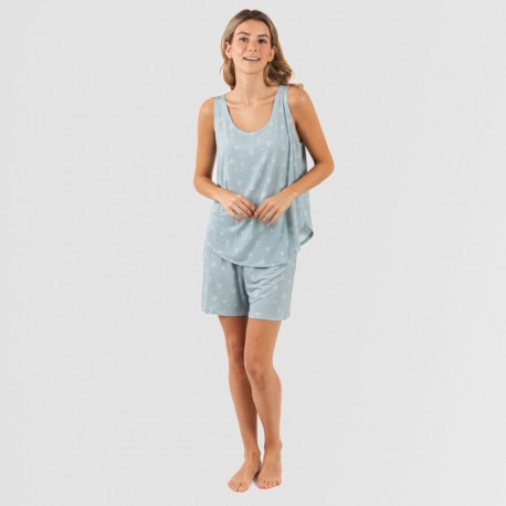 Pijama alças mulher viscosa Adriane verde água