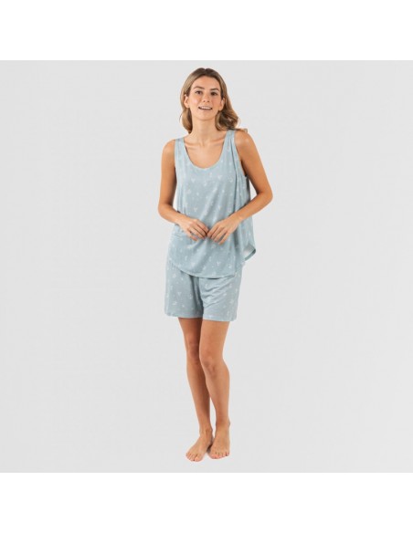 Pijama alças mulher viscosa Adriane verde água Pijama alças mulher viscosa Adriane verde água