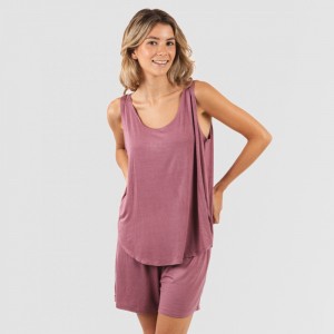 Pijama alças mulher viscosa liso 2