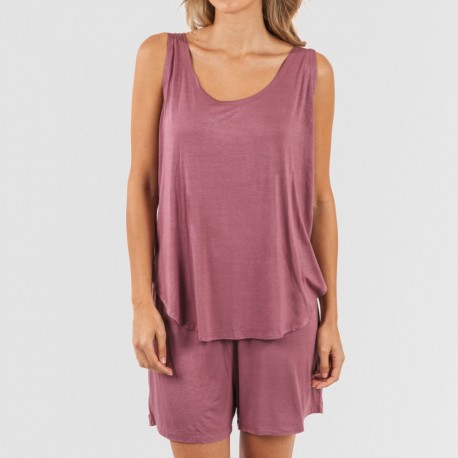 Pijama alças mulher viscosa liso