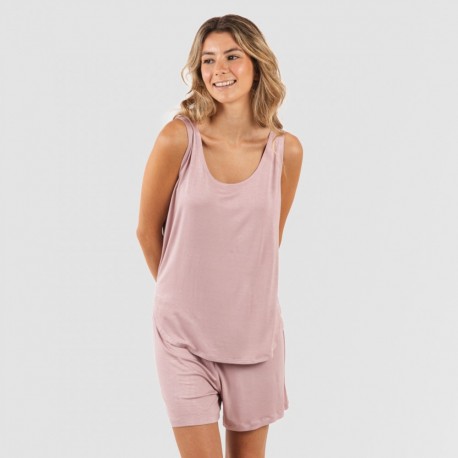 Pijama alças mulher viscosa liso pijamas-curtos-mulher