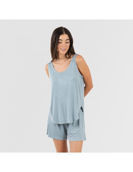 Pijama alças mulher viscosa liso pijamas-curtos-mulher