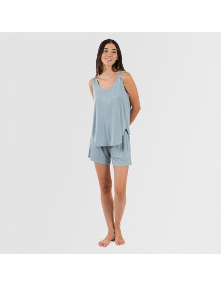 Pijama alças mulher viscosa liso pijamas-curtos-mulher