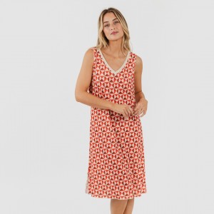 Vestido midi alças soft Tucson cor telha