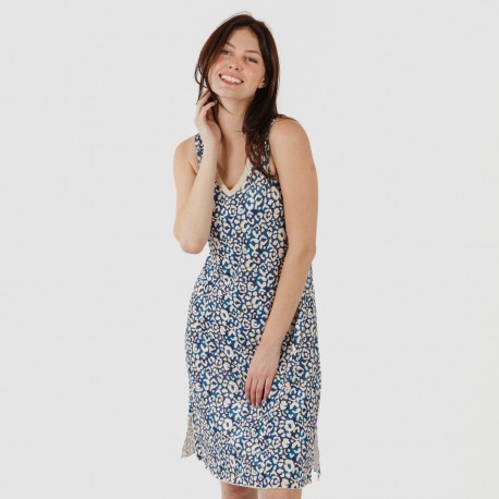 Vestido midi alças soft Milina azul marinho